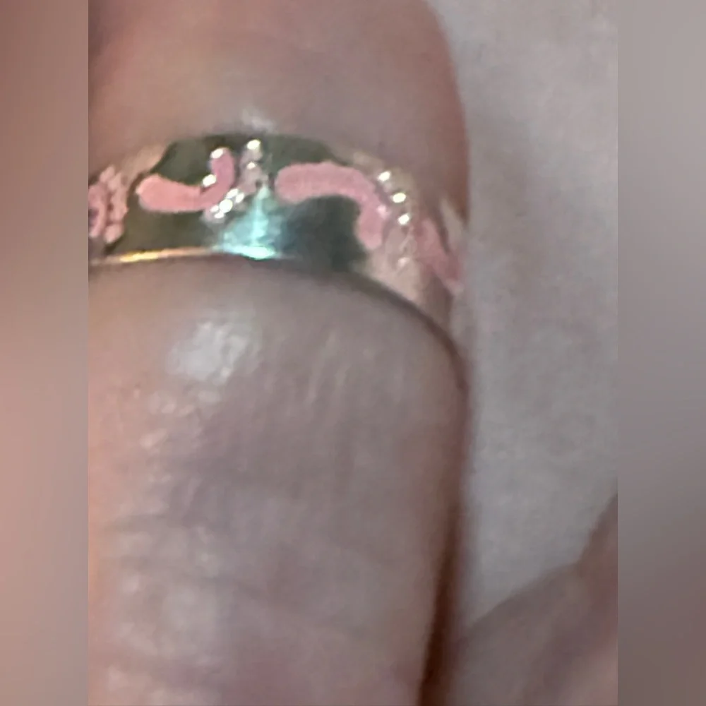 Silver, Pink Baby Feets Ring Set of 3 NWT